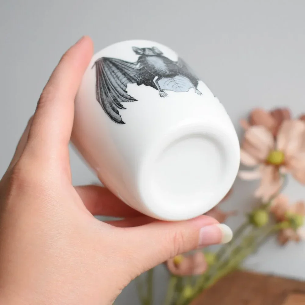 Vintage Small Porcelain Gothic Vampire Bat Cup VHTF